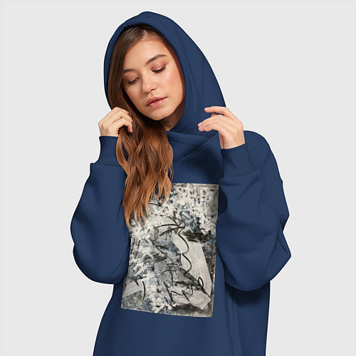 Женская толстовка-платье Абстракция небо / Тёмно-синий – фото 3