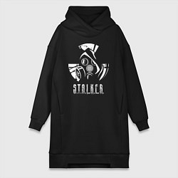Женское худи-платье STALKER противогаз, цвет: черный