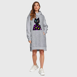 Женское худи-платье Котяра в модном свитере - неон, цвет: меланж — фото 2