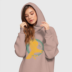 Женское худи-платье Тотем Ворон - знак мудрости, цвет: пыльно-розовый — фото 2