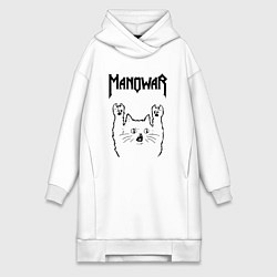 Женское худи-платье Manowar - rock cat, цвет: белый