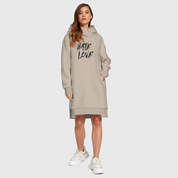 Женское худи-платье Hate love Face, цвет: миндальный — фото 2