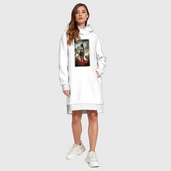 Женское худи-платье Девушка на мертвом острове, цвет: белый — фото 2