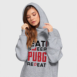 Женское худи-платье Надпись: eat sleep PUBG repeat, цвет: меланж — фото 2