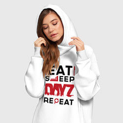 Женское худи-платье Надпись: eat sleep DayZ repeat, цвет: белый — фото 2