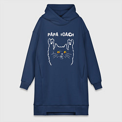 Женское худи-платье Papa Roach rock cat, цвет: тёмно-синий