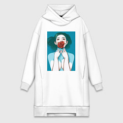 Женское худи-платье Милая Роза, цвет: белый