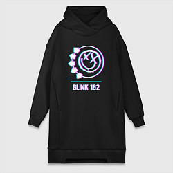 Женское худи-платье Blink 182 glitch rock, цвет: черный
