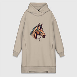 Женское худи-платье Коняка скакуняка, цвет: миндальный