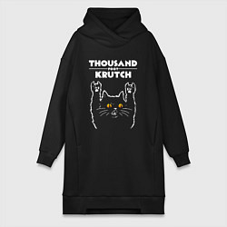 Женское худи-платье Thousand Foot Krutch rock cat, цвет: черный