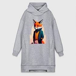 Женское худи-платье Лис-модник - нейросеть, цвет: меланж
