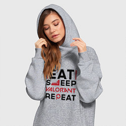 Женское худи-платье Надпись: eat sleep Valorant repeat, цвет: меланж — фото 2