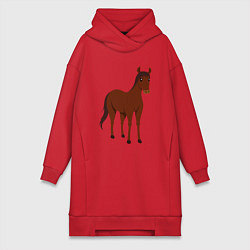 Женское худи-платье Прекрасная лошадка, цвет: красный