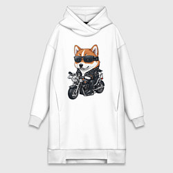 Женская толстовка-платье Shiba Inu собака мотоциклист