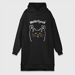 Женское худи-платье Motorhead rock cat, цвет: черный