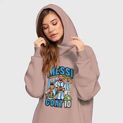 Женское худи-платье Лионель Месси Аргентина 10, цвет: пыльно-розовый — фото 2