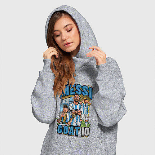 Женская толстовка-платье Лионель Месси Аргентина 10 / Меланж – фото 3