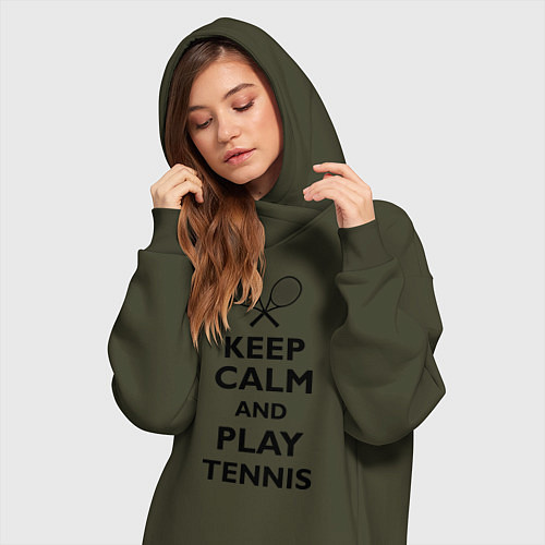 Женская толстовка-платье Keep Calm & Play tennis / Хаки – фото 3