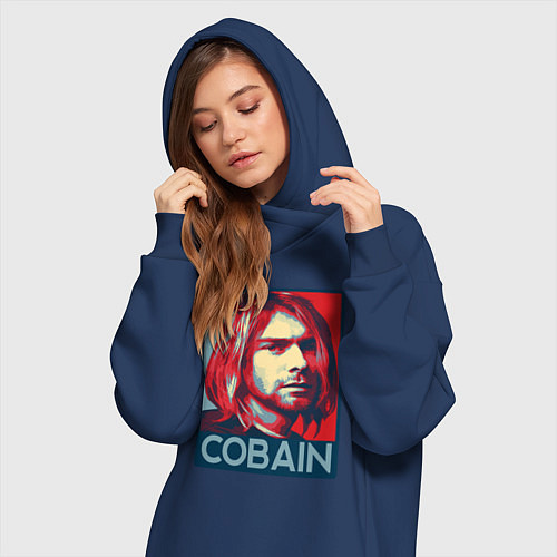 Женская толстовка-платье Nirvana - Kurt Cobain / Тёмно-синий – фото 3