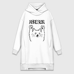 Женское худи-платье Maneskin - rock cat, цвет: белый