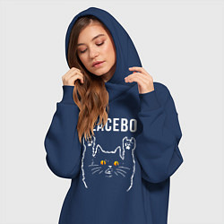 Женское худи-платье Placebo rock cat, цвет: тёмно-синий — фото 2