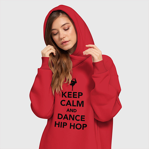 Женская толстовка-платье Keep calm and dance hip hop / Красный – фото 3