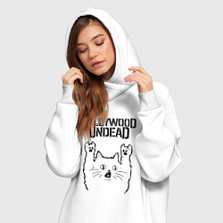 Женское худи-платье Hollywood Undead - rock cat, цвет: белый — фото 2