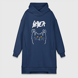 Женское худи-платье Slayer rock cat, цвет: тёмно-синий