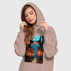 Женское худи-платье Ночной китайский квартал, цвет: пыльно-розовый — фото 2