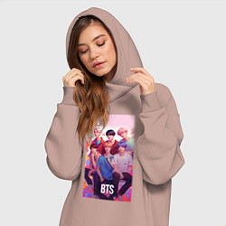 Женское худи-платье BTS art anime style, цвет: пыльно-розовый — фото 2