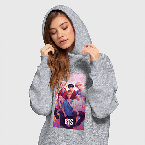 Женская толстовка-платье BTS art anime style / Меланж – фото 3