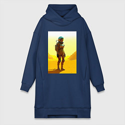 Женская толстовка-платье Девушка-астронавт в пустыне - нейросеть