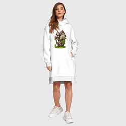 Женское худи-платье Многоэтажный сказочный домик, цвет: белый — фото 2
