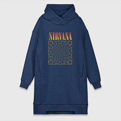 Женское худи-платье Nirvana лого, цвет: тёмно-синий