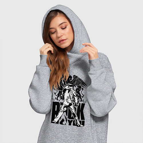 Женская толстовка-платье Queen rock you / Меланж – фото 3