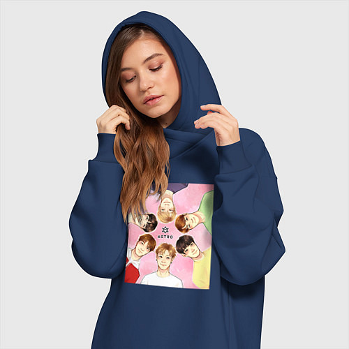 Женская толстовка-платье Astro team / Тёмно-синий – фото 3