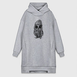 Женское худи-платье Сова на стиле, цвет: меланж