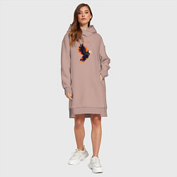 Женское худи-платье Орел парящая птица абстракция, цвет: пыльно-розовый — фото 2