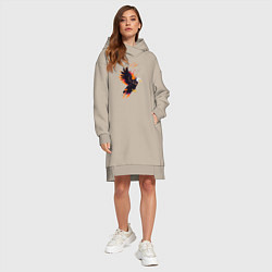Женское худи-платье Орел парящая птица абстракция, цвет: миндальный — фото 2