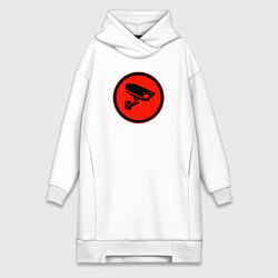 Женское худи-платье Skibidi toilet Камера, цвет: белый