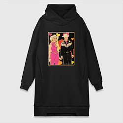 Женское худи-платье Ковбои Барби и Кен, цвет: черный