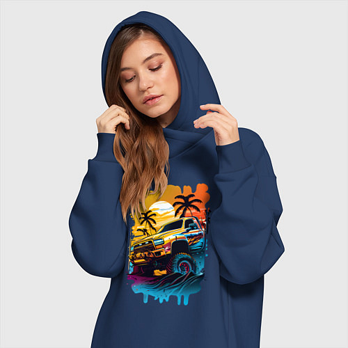 Женская толстовка-платье Монстр трак / Тёмно-синий – фото 3