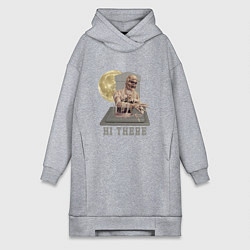 Женское худи-платье Хэллоуин на кладбище, цвет: меланж