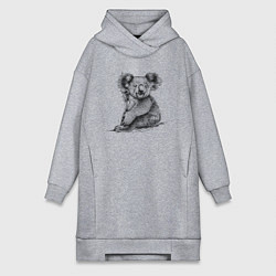 Женская толстовка-платье Коала сидит на бревне