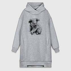 Женское худи-платье Коала штрихами, цвет: меланж