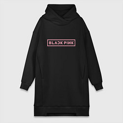 Женское худи-платье Black pink - logotype - South Korea, цвет: черный