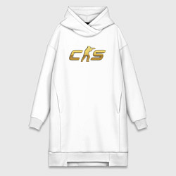 Женское худи-платье CS 2 gold logo, цвет: белый