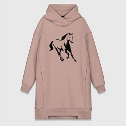 Женская толстовка-платье Конь скачет