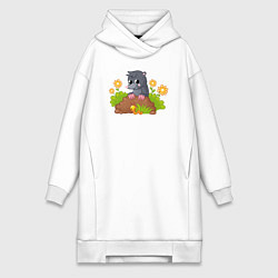 Женское худи-платье Кротик, цвет: белый