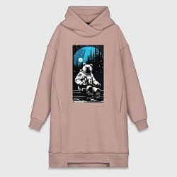 Женская толстовка-платье Медведь-космонавт - нейросеть